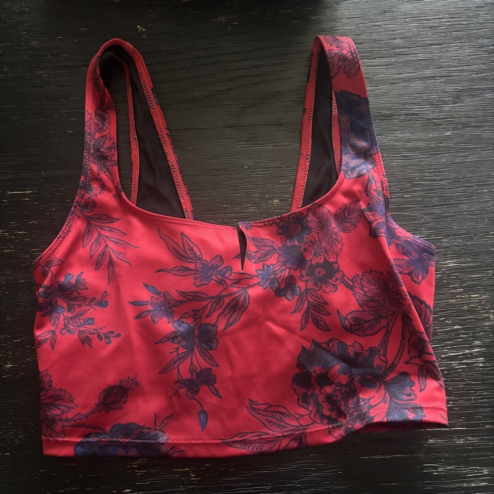 Free People Floral Red and Blue Women's Sports Bra